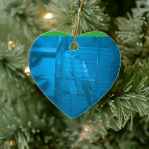 Vögel in Liebe Weihnachtsherz-Ornament Keramik Ornament