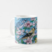 Vögel in Naturblau Kaffeetasse (Vorderseite Links)
