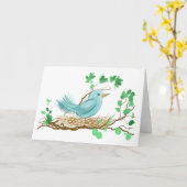 Vogel in Nest Karte (Gelbe Blume)