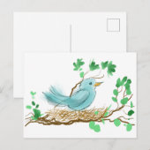 Vogel in Nest Postkarte (Vorne/Hinten)