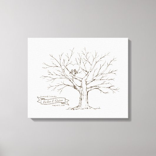 Vögel in Oak Tree Herz Fingerprint Gästebuch (Vorderseite)