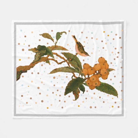 Vogel in Obstbaum Kissen Kissen Handtuch Set Fleecedecke (Vorderseite (Horizontal))