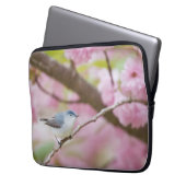 Vogel in rosa Blossom Tree Laptopschutzhülle (Vorderseite Links)