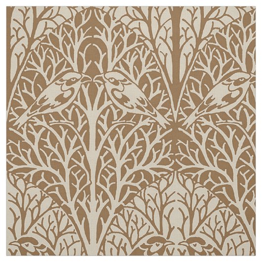 Vögel in Thicket, Mellow Brown Stoff (Muster)