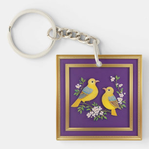 🕊️ Vögel in verziertem Goldrahmen als Geschenk 🕊 Schlüsselanhänger