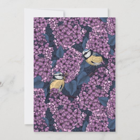 Vögel in violettem lila Garten (Vorderseite)