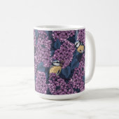Vögel in violettem lila Garten Kaffeetasse (VorderseiteRechts)