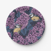 Vögel in violettem lila Garten Pappteller (Vorderseite)