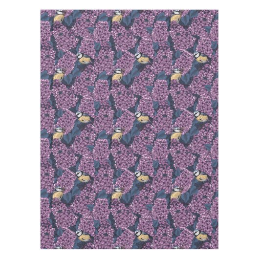 Vögel in violettem lila Garten Tischdecke (Vorderseite)