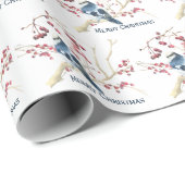 Vogel in Weihnachtsberries Geschenkpapier (Rolleneckpunkt)