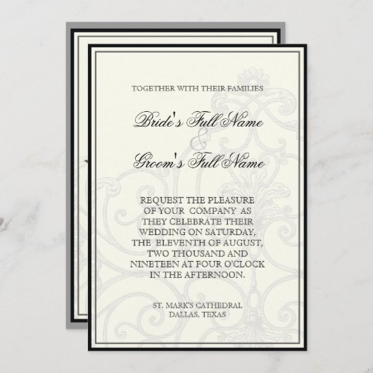 Vögel in Wirbel - Einladung zur Hochzeit (Vorne/Hinten)