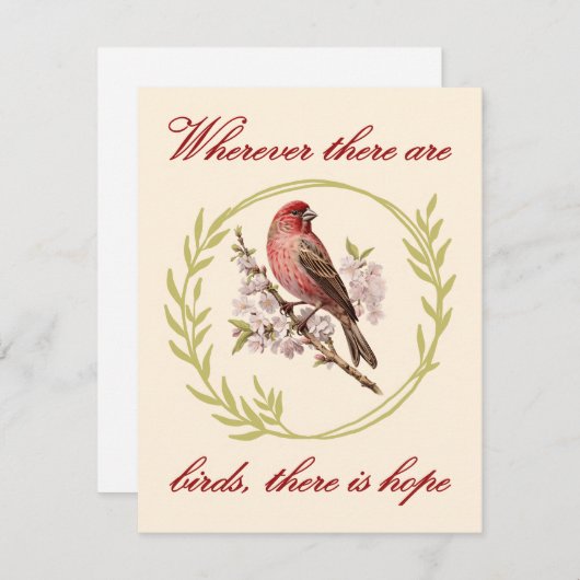 Vögel - Inspirationsangebot, Vogelblumenschurz Feiertagskarte (Vorne/Hinten)