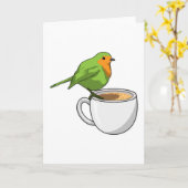 Vogel Kaffeetasse Karte (Gelbe Blume)