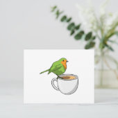 Vogel Kaffeetasse Postkarte (Stehend Vorderseite)