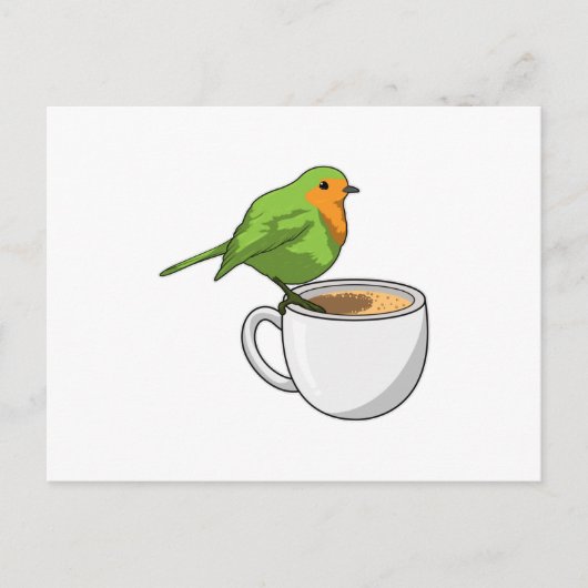 Vogel Kaffeetasse Postkarte (Vorderseite)