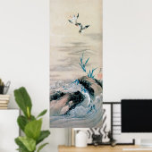 Vögel kämpfen im Bergstrom, Hokusai Poster (Heimbüro)