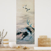 Vögel kämpfen im Bergstrom, Hokusai Poster (Küche)