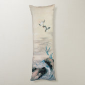 Vögel kämpfen im Bergstrom, Hokusai Seitenschläferkissen (Rückseite (Vertikal))