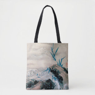 Vögel kämpfen im Bergstrom, Hokusai Tasche