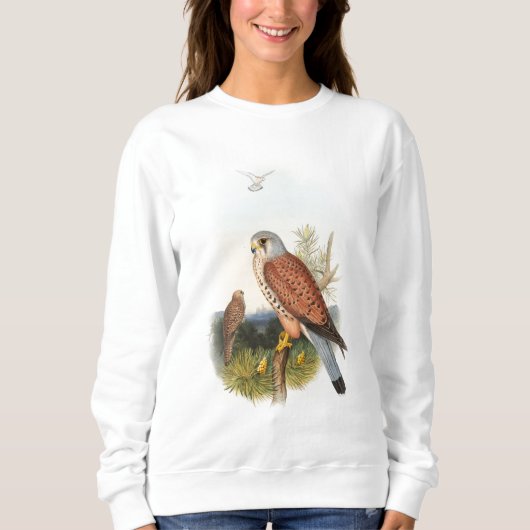 Vögel Kestrel-Falke-Johns Gould von Großbritannien Sweatshirt (Vorderseite)