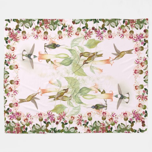 Vogel-Kolibri-Tier-BlumenFleece-Decke Fleecedecke (Vorderseite (Horizontal))
