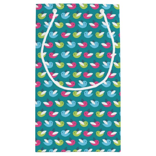 Vögel kopieren Blau Kleine Geschenktüte (Rückseite)