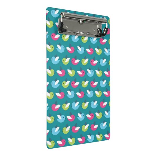 Vögel kopieren Blau Mini Klemmbrett (Schrägansicht)