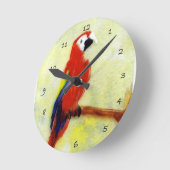 Vogel-Kunstbunter Macaw-Papagei Runde Wanduhr (Winkel)