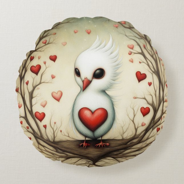 Vogel-Liebe 4 Rundes Kissen (Vorderseite)