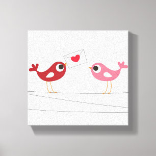 Vogel-Liebe-Karte Leinwanddruck