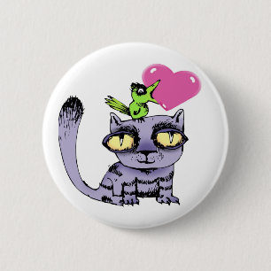 Vogel-Liebe-Katzen Button
