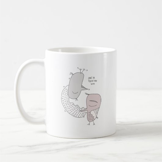 Vögel Liebe Paar niedliche Herbstschwanzgetränke Kaffeetasse (Links)