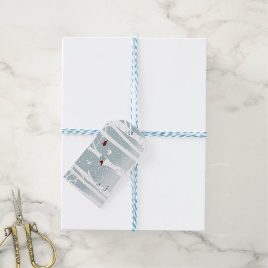 Vögel lieben im Winter Geschenkanhänger (Mit Garn)