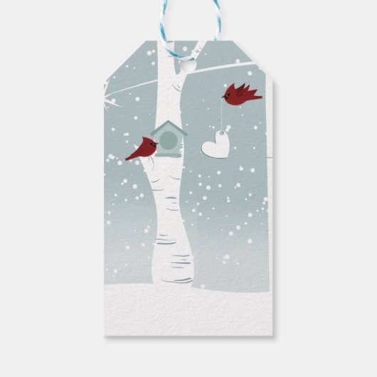 Vögel lieben im Winter Geschenkanhänger (Rückseite)