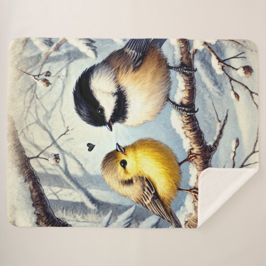 Vögel lieben in einem Frostwinterdekor Sherpadecke (Vorderseite (Horizontal))