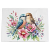 Vögel lieben in Frühlingsblumen Große Geschenktüte (Vorderseite)