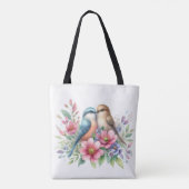 Vögel lieben in Frühlingsblumen Tasche (Rückseite)