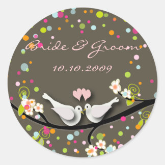 Vögel lieben/Konfetti/DIY Hintergrundfarbe Runder Aufkleber