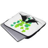Vögel lieben mit grünen Herzen Laptopschutzhülle (Vorne Knopf)