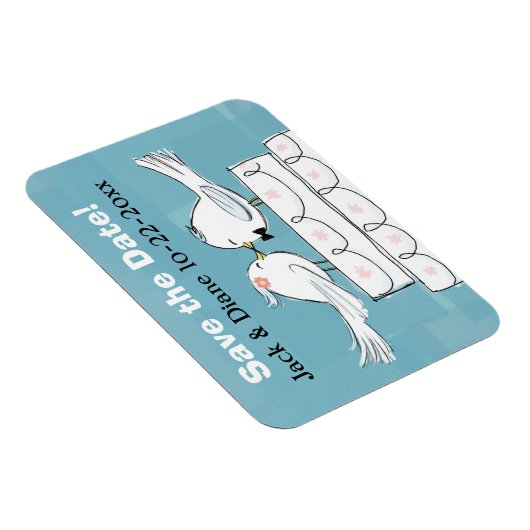 Vögel lieben Save the Date Flexible Magnet (Rechte Seite)