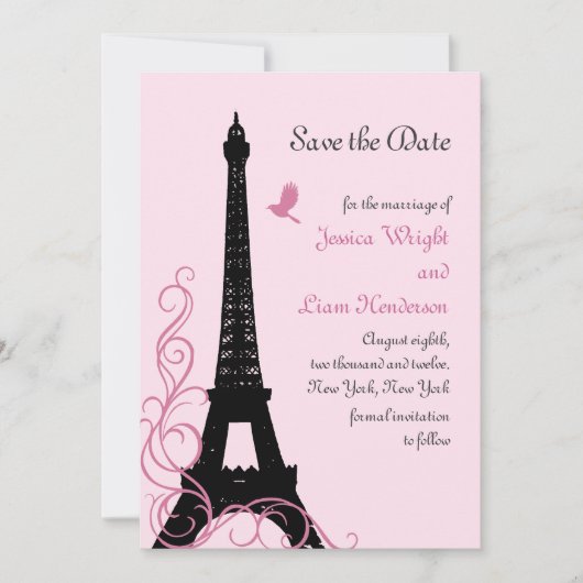 Vögel lieben Save the Date (pink) (Vorderseite)