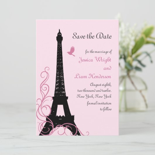 Vögel lieben Save the Date (pink) (Stehend Vorderseite)