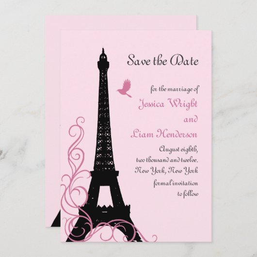 Vögel lieben Save the Date (pink) (Vorne/Hinten)