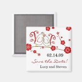 Vögel lieben und Kirschblüten Save the Date lieben Magnet (Vorderseite/Rückseite)
