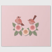 Vögel lieben und Rose lieben Geschenkpapier (Flach)