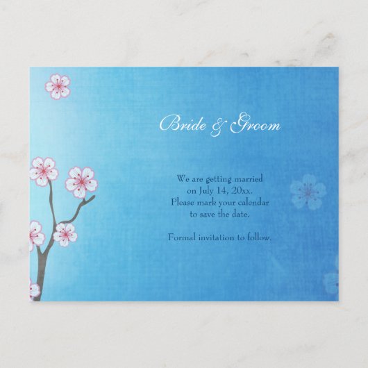 Vögel lieben und Sakura Save the Date Ankündigungspostkarte (Rückseite)