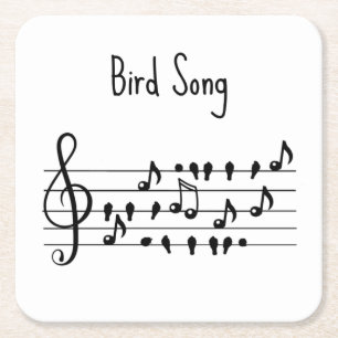 Vogel-Lied, Vögel, die auf einer Linie sitzen Rechteckiger Pappuntersetzer