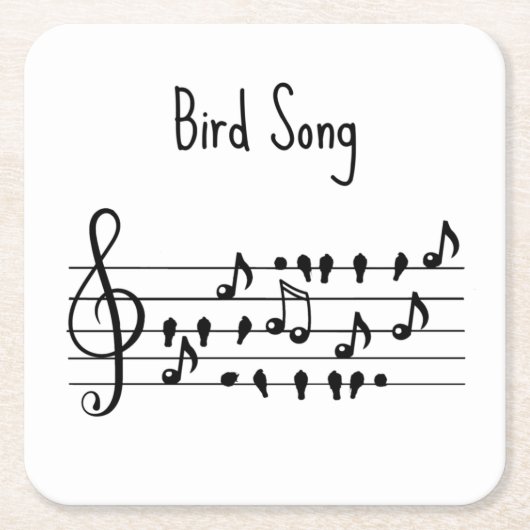Vogel-Lied, Vögel, die auf einer Linie sitzen Rechteckiger Pappuntersetzer (Vorderseite)