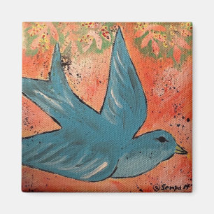 Vogel-Malerei, die 6" X 6" Leinwand 2017 fliegt Magnet