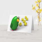 Vogel-Mamma und Küken Karte (Gelbe Blume)